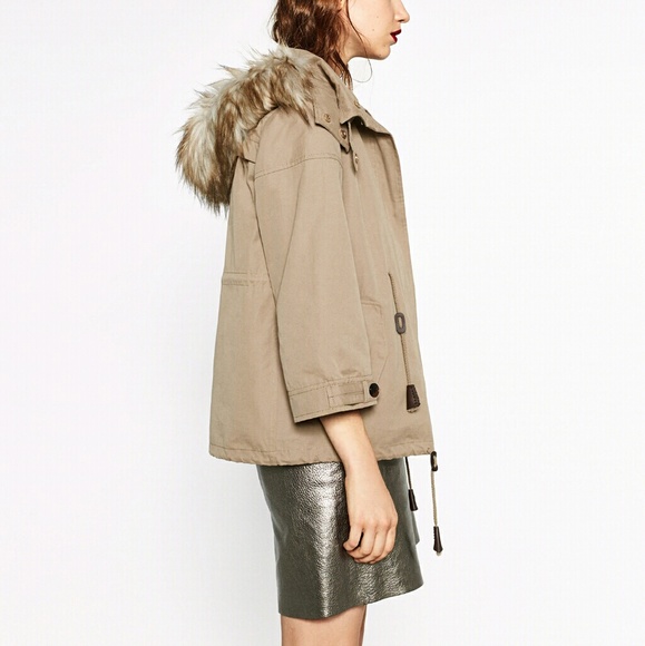 19 off Zara Jackets & Blazers NWT ZARA CAPE JACKET WITH FUR HOOD