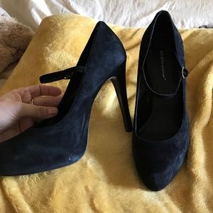 Black suede babydoll platforms