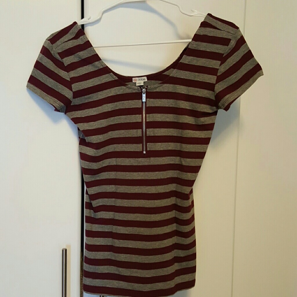 GUESS Open neck striped  shirt