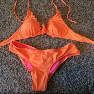 Bright orange bikini