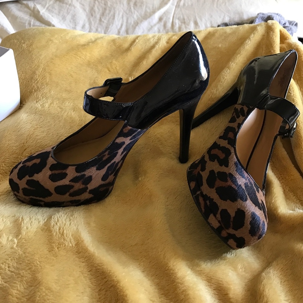 Animal print, calf hair, babydoll platforms - Picture 1 of 4