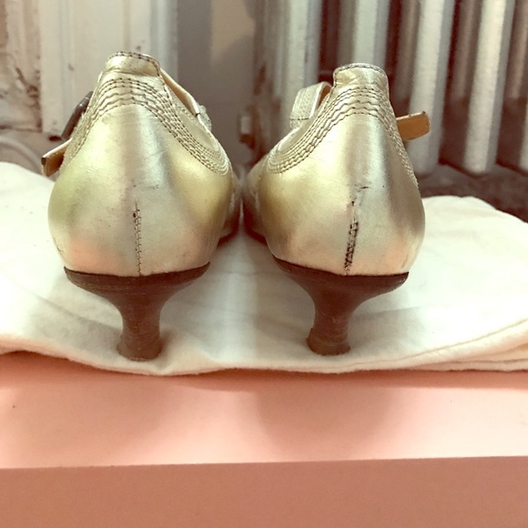 Dries Van Noten Light Gold Kitten Heels Size 38.5 - Picture 5 of 6