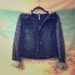 Free people NWT jean jacket sweatshirt