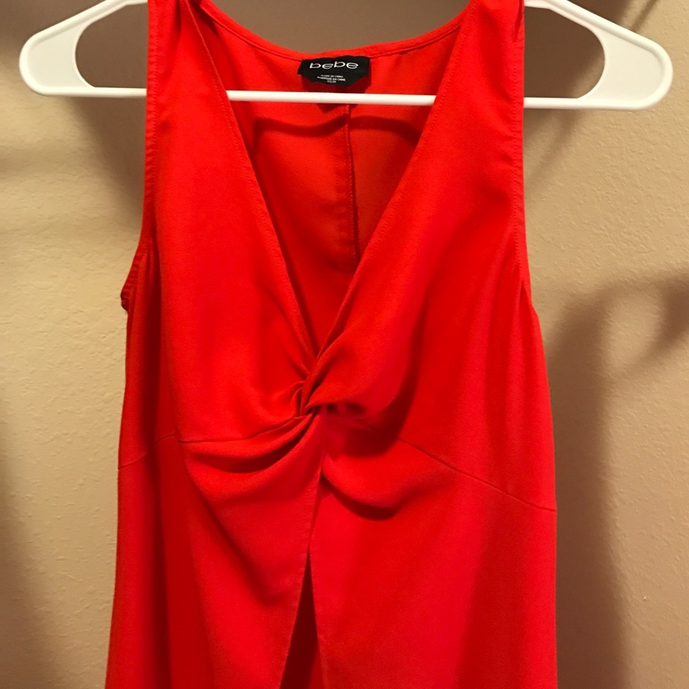 Unique Bebe Red Split Front Tunic Top - image 2