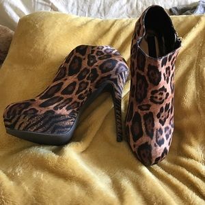 Animal print, satin feel, platform booties