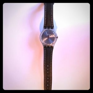 SWATCH Blue face with brown band
