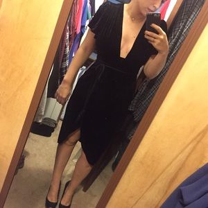 Velvet Plunge Neck Dress