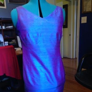 Gorgeous iridescent raw silk sheath dress.