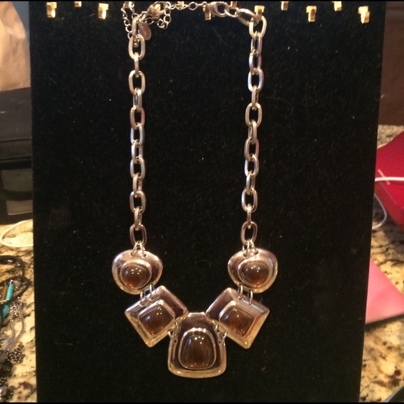 Lia Sophia Adjustable silver and brown necklace - Picture 1 of 2