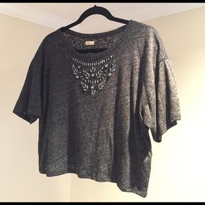 Cropped Rhinestone Shirt