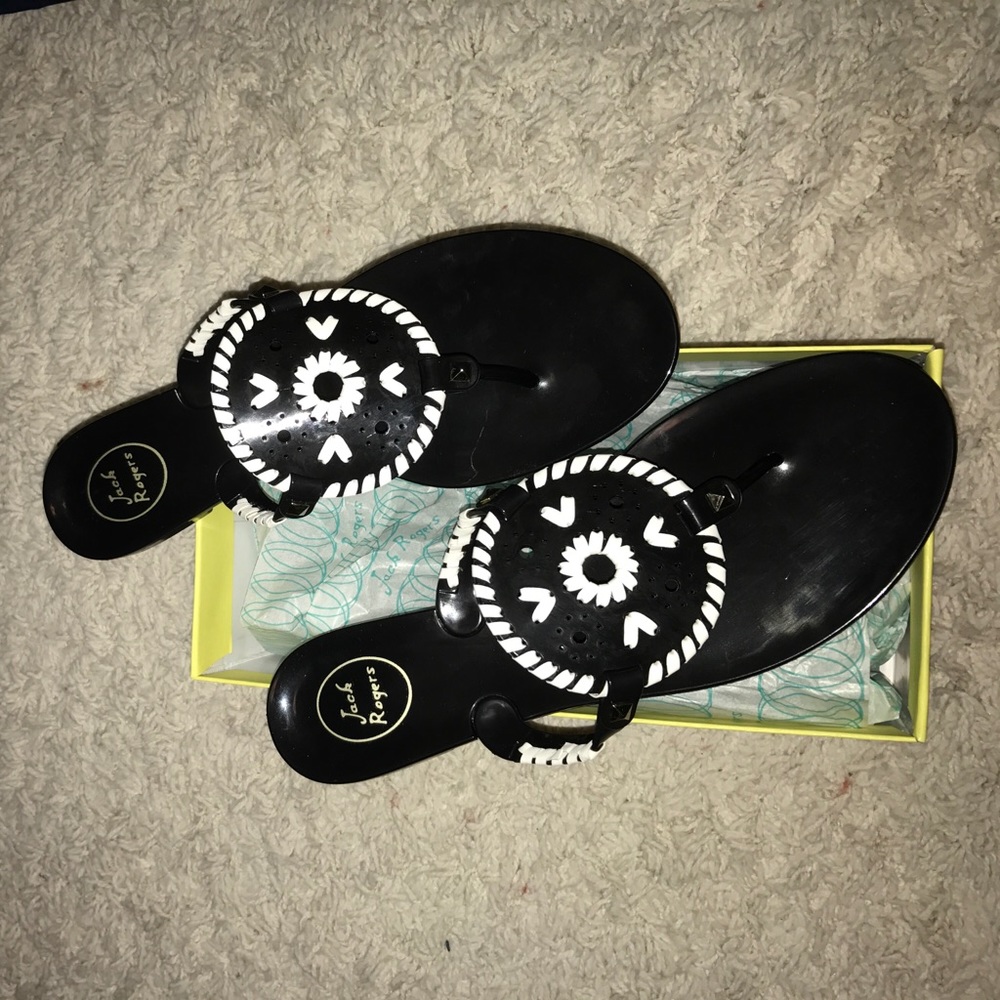 Jack Rogers Georgica Jelly Black & White Sandals