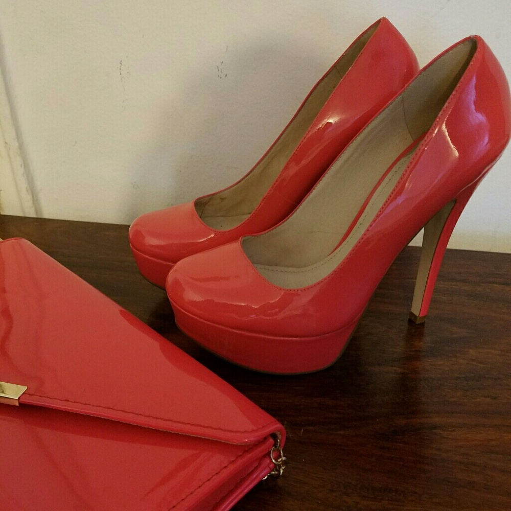Aldo Peach Platform Pumps Heals size 7