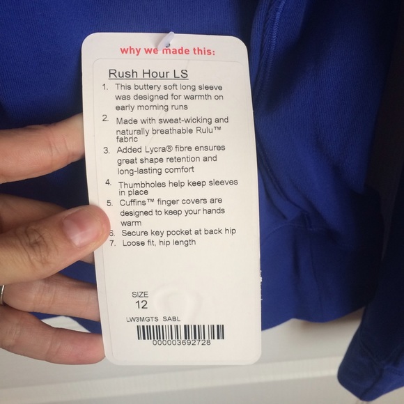 Lululemon Sapphire Blue Rush Hour Long Sleeve Top - Picture 3 of 4