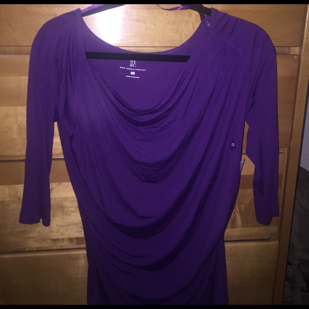 New York & Company XS purple cowl neck shirt