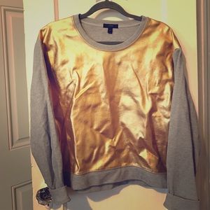 J. Crew Grey&Gold Foil Crewneck Sweatshirt Size L