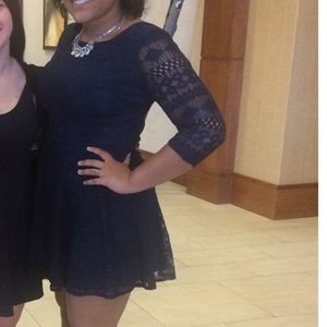 Navy lace skater dress