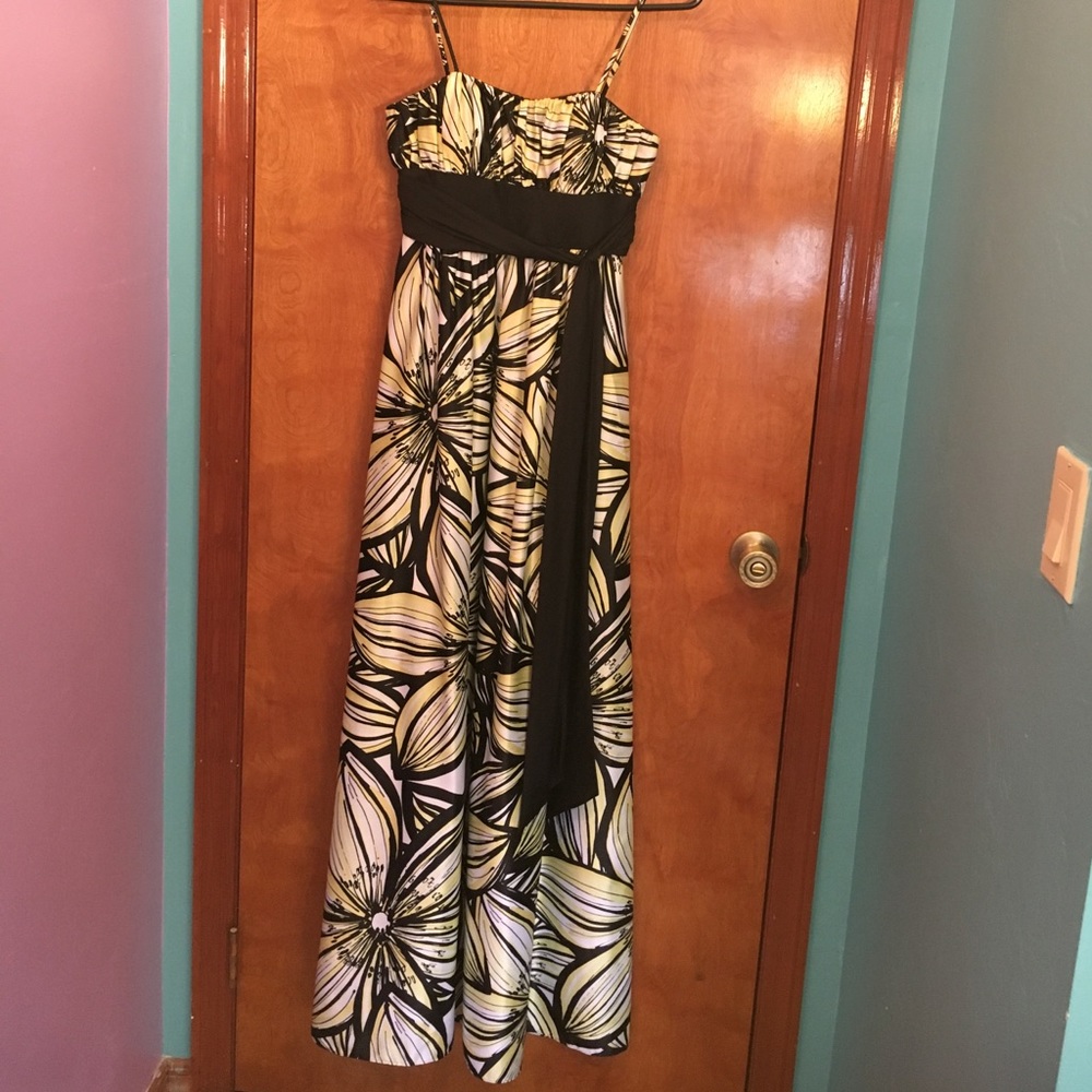 BCBG floral black, white, and yellow dress