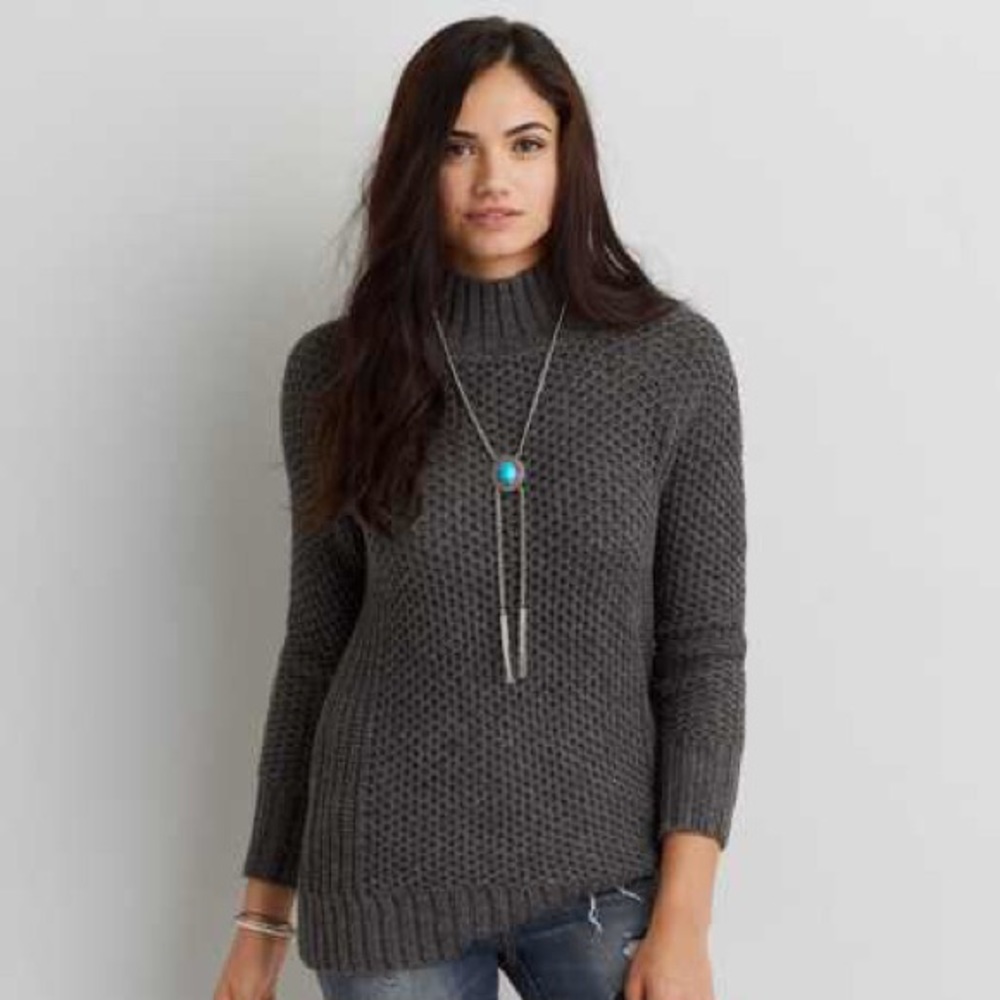 Gray American Eagle Turtleneck Sweater M