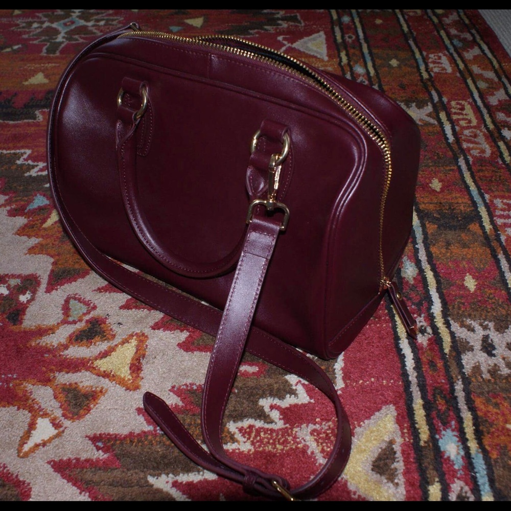 Burgundy satchel with gold detail ‼️SOLD‼️