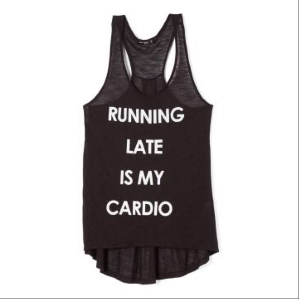 ๐HOST PICK๐Running late is my cardio muscle tank - Picture 1 of 2