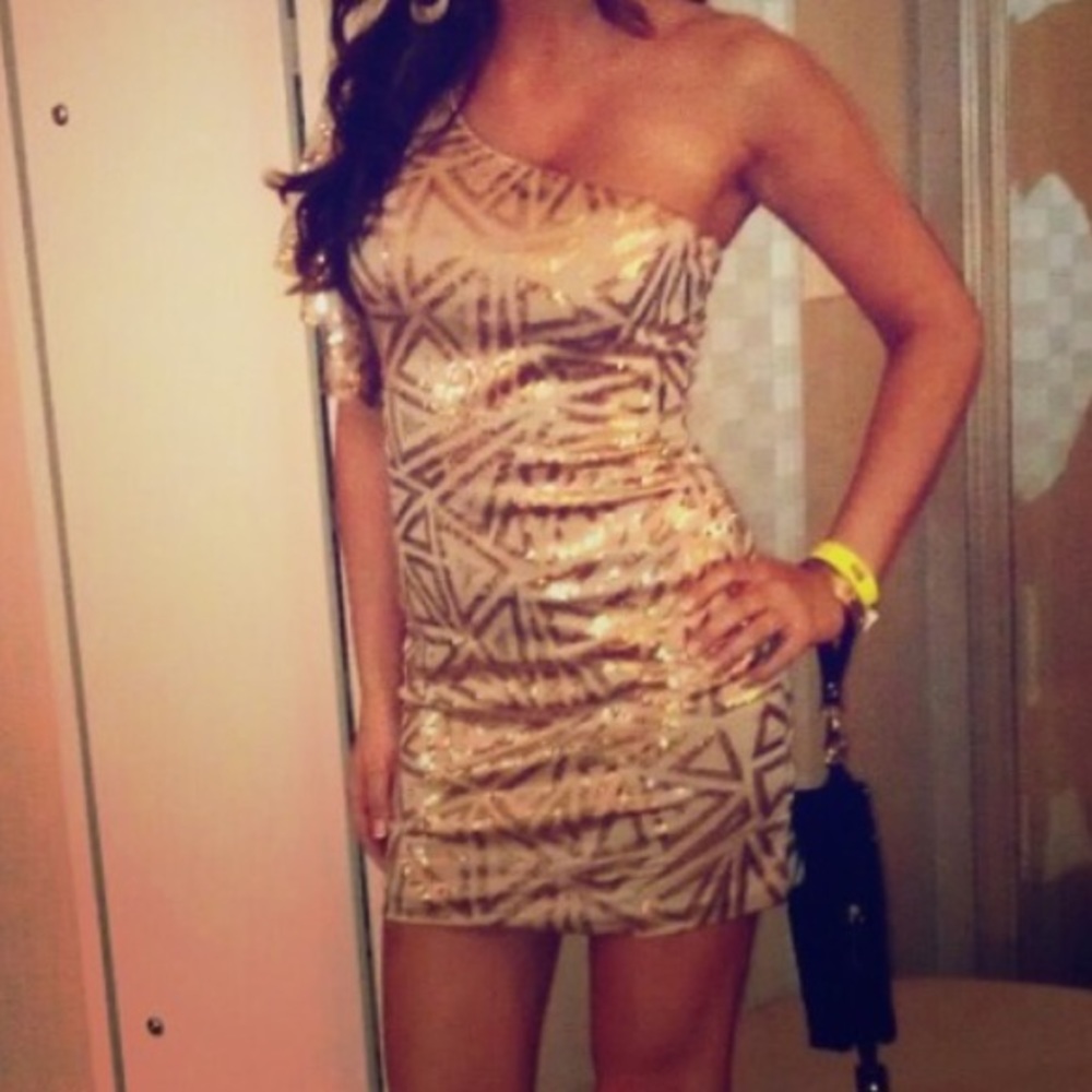 Gold sequin dress