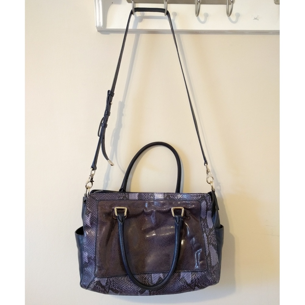 Cole Haan Satchel Purse Navy Croc Design