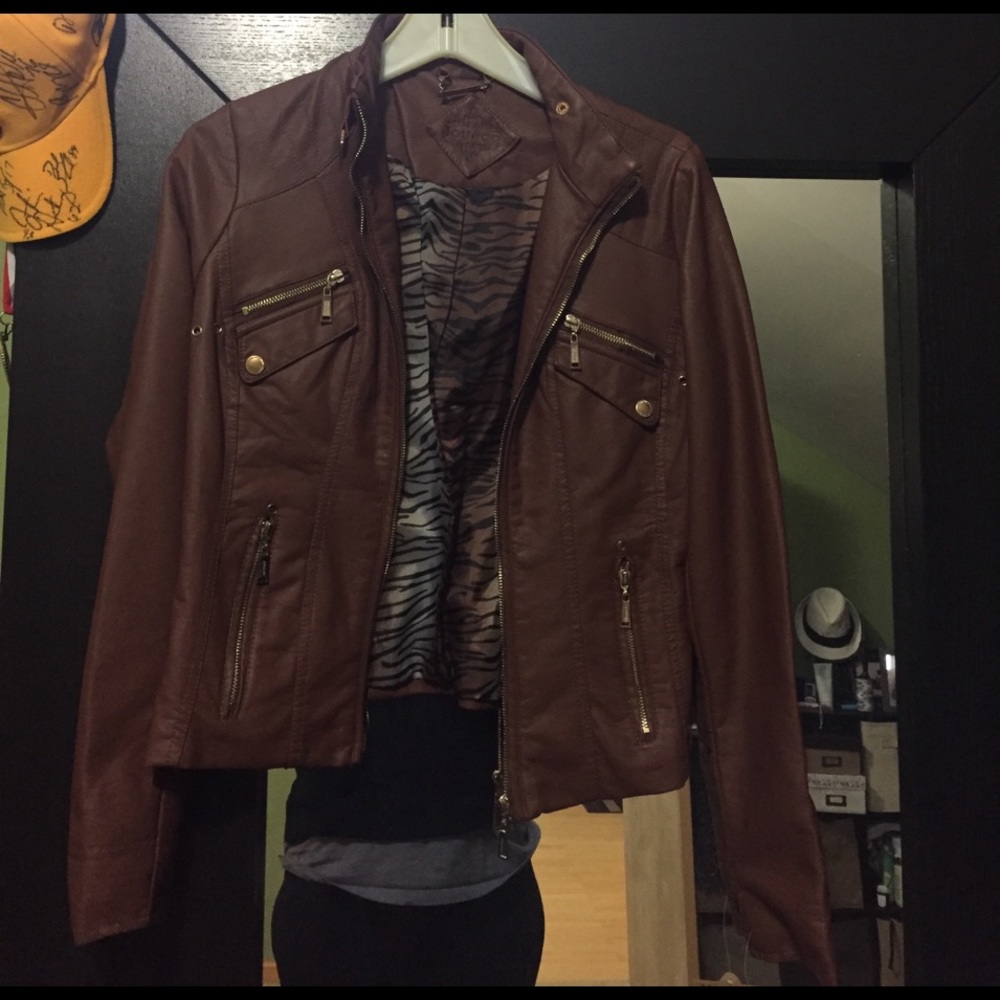 Brown leather coat