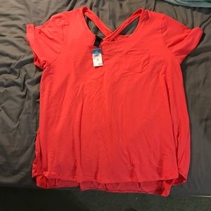 Pink cross cross back top