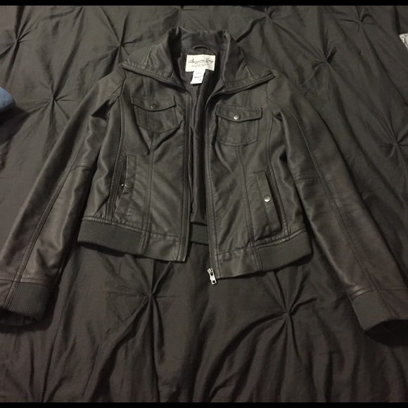 Gray leather coat - Picture 1 of 4