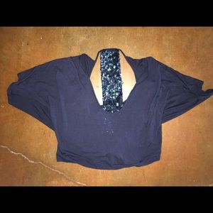 Blouse with open back sequence
