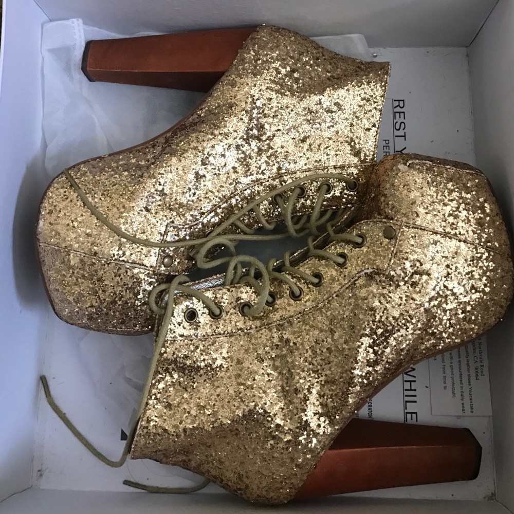 Jeffrey Campbell Gold Glitter Litas