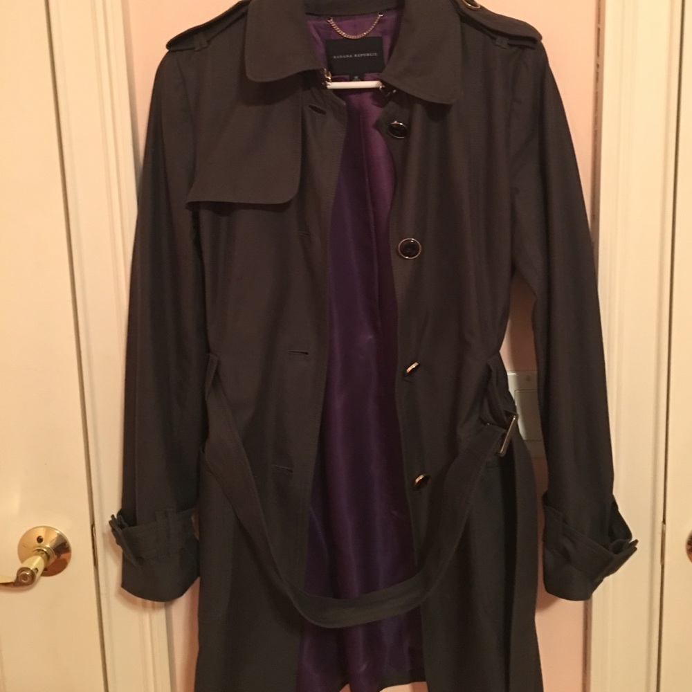 Beautiful Grey trench coat w/ gold+black detailing