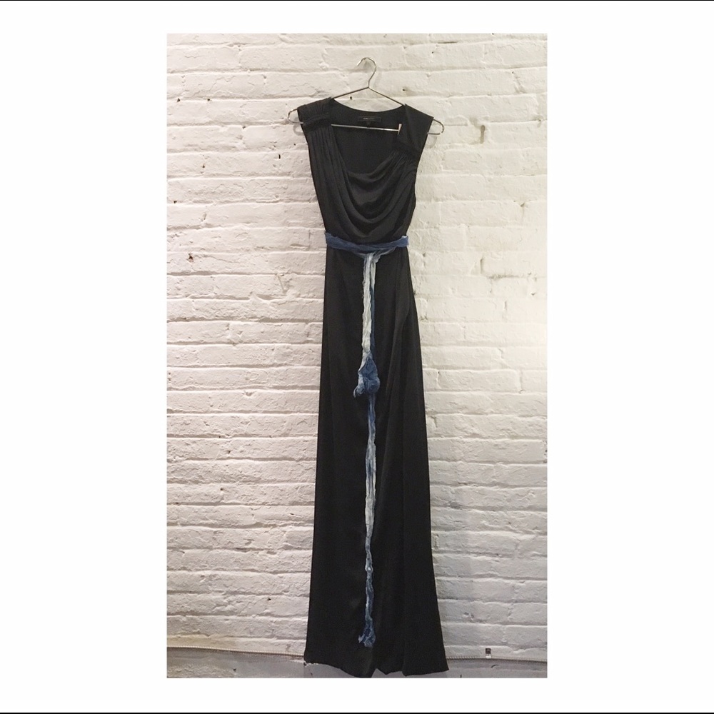 Asymmetrical navy blue BCBG maxi dress