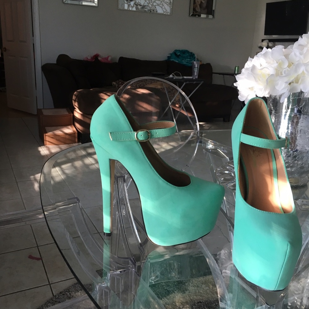 Mint Platform Heels