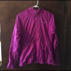 Purple hooded fleece lined Northface jacket