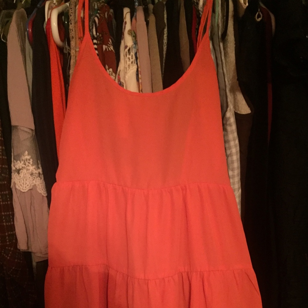 Open back pink ruffle dress