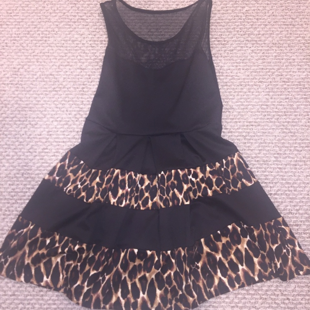 Black and Cheetah Print Dress