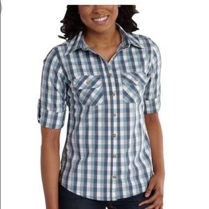Carhartt Women's stretch button down blue  shirt