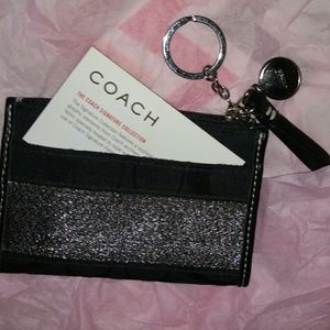 COACH Signature Key Pouch Wallet - Authentic