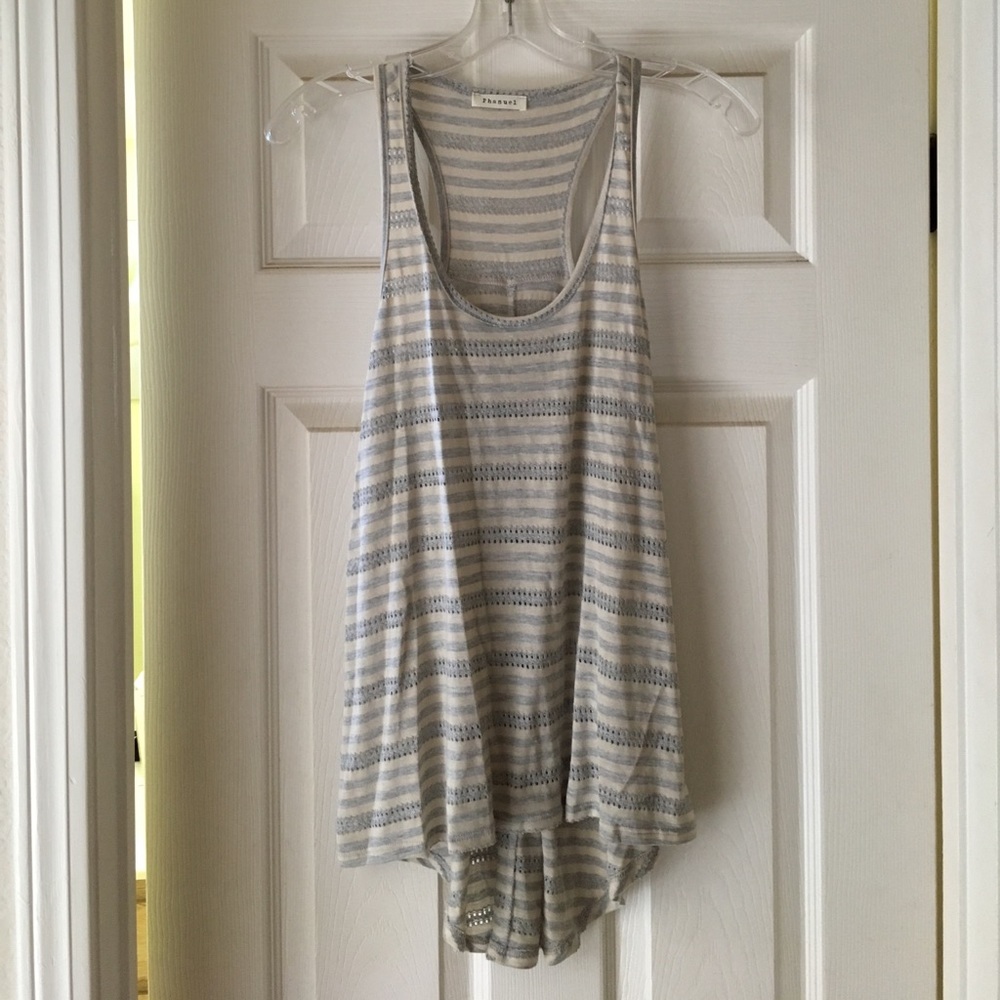 Gray and cream tank top
