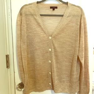 J. Crew Space-Dyed Gold Shimmer Cardigan Size L