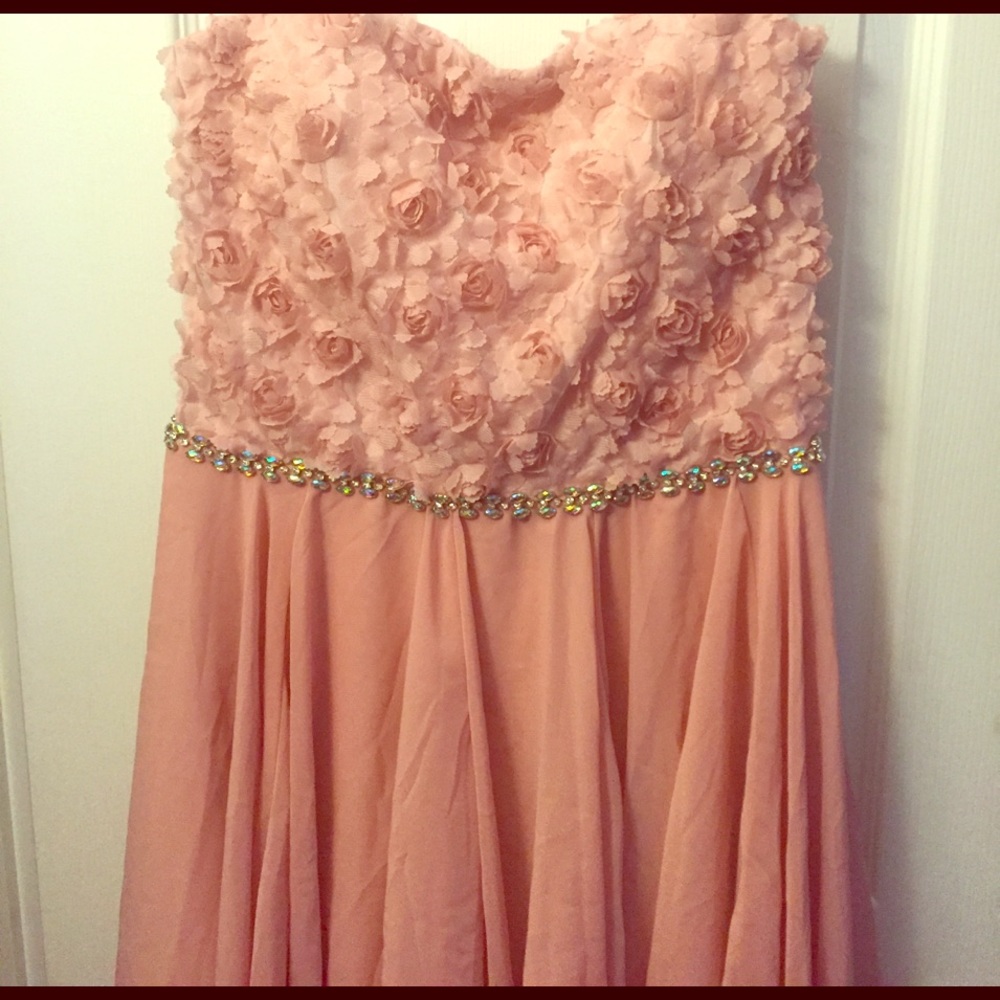 Pink dress with roses