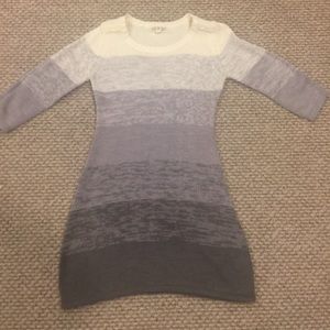 White to Dark Gray Striped Sweater Dress