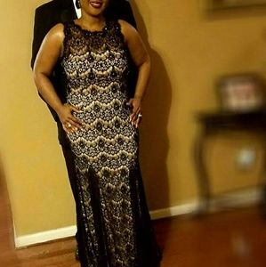 Betsy and Adam size 12 black and cream ball gown