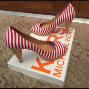 KORS Michael Kors Dubois red/white stripe pumps 8