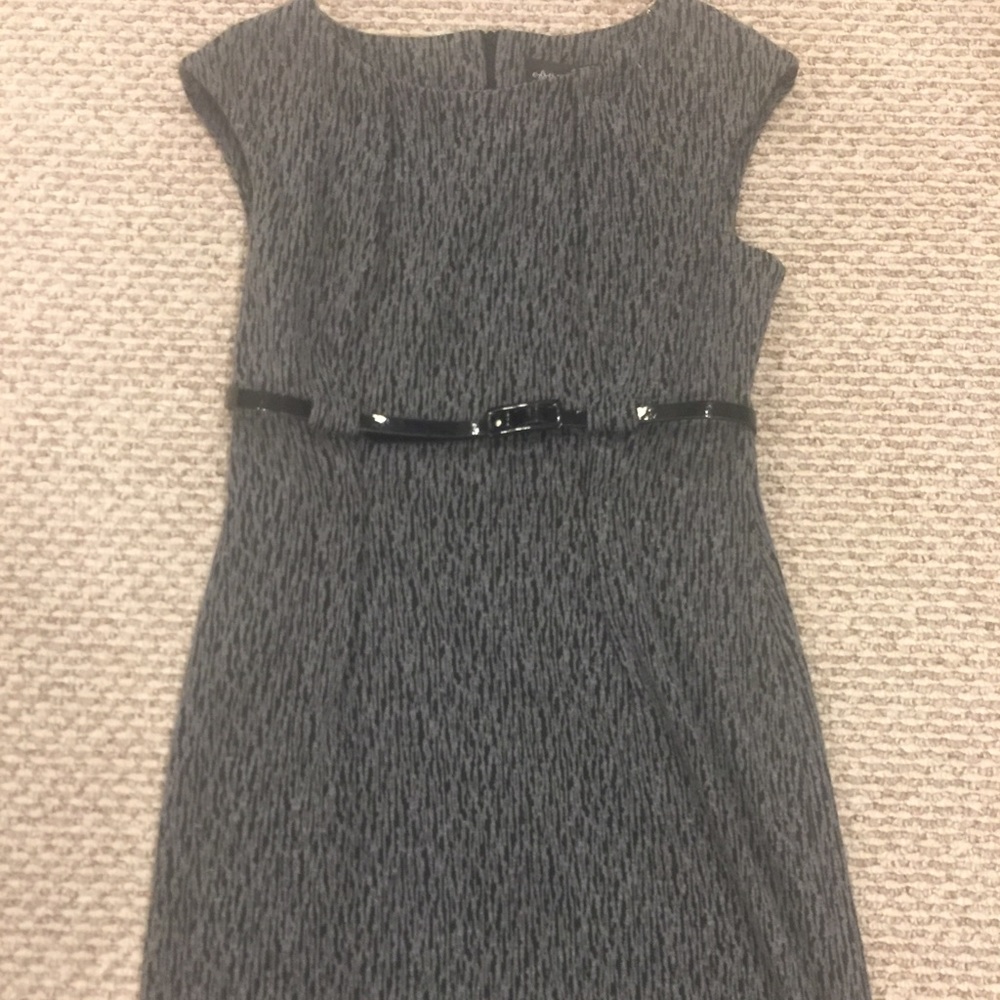 Grey Short Sleeve Dress with Belt