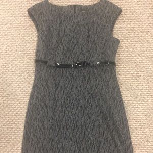 Grey Short Sleeve Dress with Belt