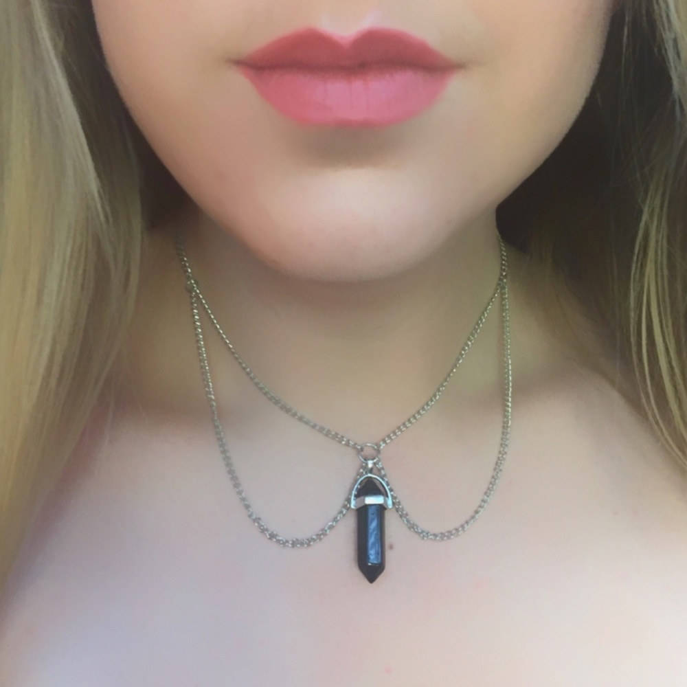 Black Gemstone Choker Necklace