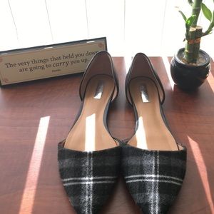 🖤Black and white plaid D'Orsay flats from Halogen