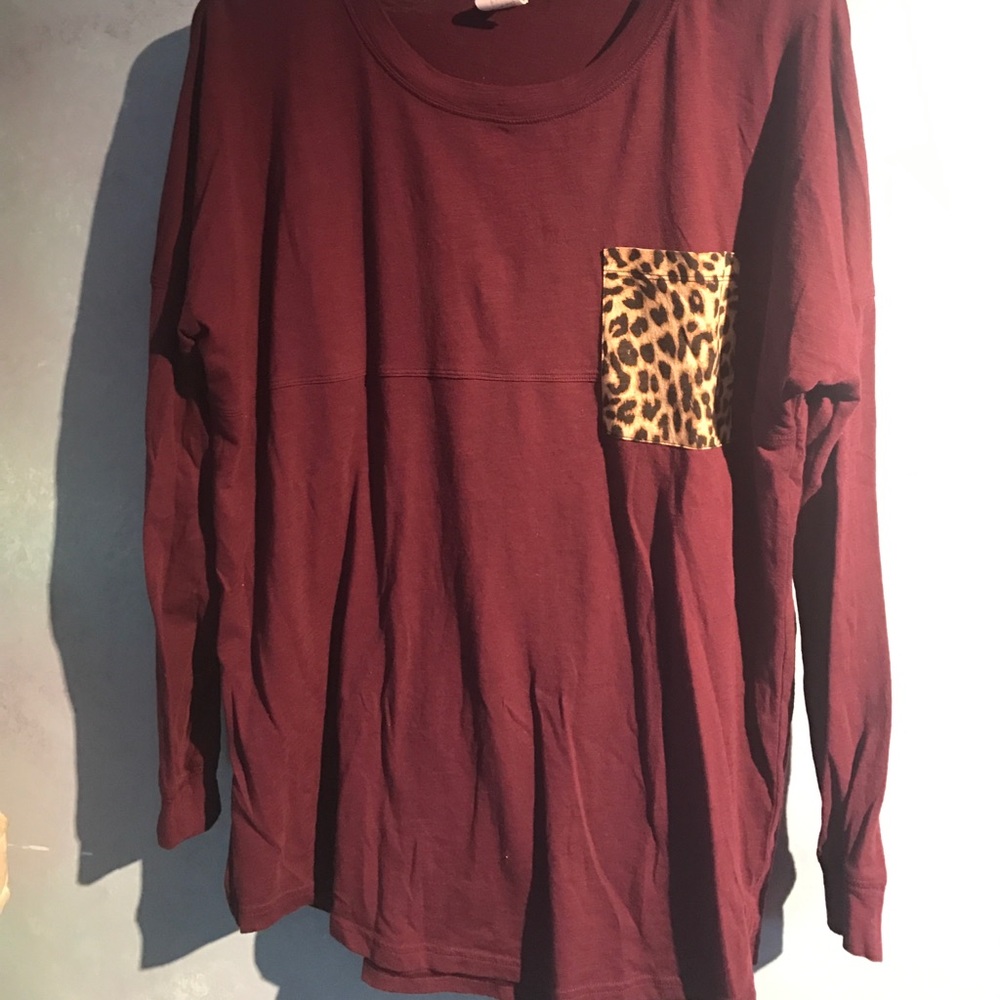 PINK burgundy & cheetah baseball tee